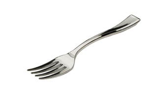 mini tenedores de plastico plateados